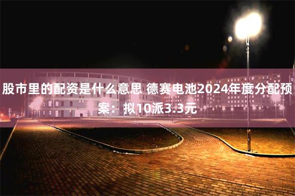 股市里的配资是什么意思 德赛电池2024年度分配预案：拟10派3.3元