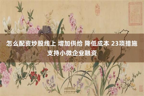 怎么配资炒股线上 增加供给 降低成本 23项措施支持小微企业融资