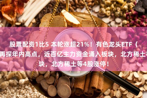 股票配资1比5 本轮涨超21%！有色龙头ETF（159876）再探年内高点，近百亿主力资金涌入板块，北方稀土等4股涨停！